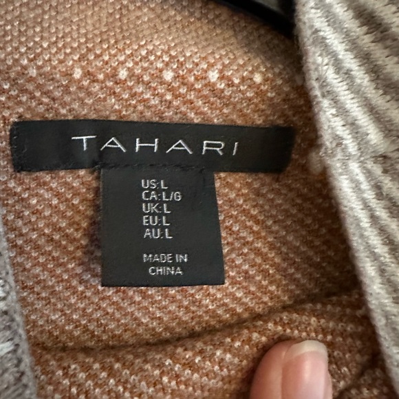 Tahari Womens Turtleneck Sweater - Orange, Gray, White - Picture 2 of 4